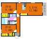 シャトル春水　Ｆ棟 2LDKの間取り