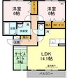 フェリス高柳　Ａ棟 2LDK+Sの間取り