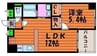 クレストシティ中井町 1LDKの間取り