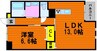ZEUS岡山北 1LDKの間取り