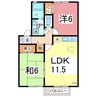 サザンヴィレッジ　A棟 2LDKの間取り
