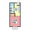 セジュール二の宮 1DKの間取り