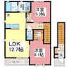 グランシャリオＫ　Ⅰ・Ⅱ 2LDKの間取り