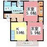 メゾンプレミールA.B 2DKの間取り