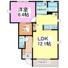 アステール花月 1LDKの間取り