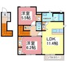 リヴェール　ユィチア 2LDKの間取り