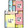 パティオデンⅡ 2LDKの間取り