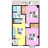 パセオ江端 2DKの間取り