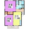 セジュール有定 2DKの間取り