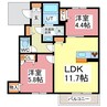 ディラージュ中庄 2LDKの間取り