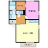 ウッディー半田山 1LDKの間取り