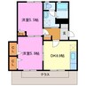 ルネ  サヴジェC 2DKの間取り