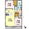 Ｄｅサーン　Ａ棟 2LDKの間取り