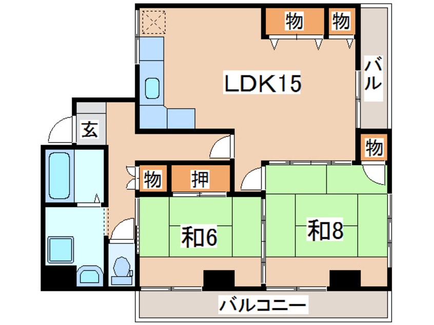 間取図 岩交バス（盛岡市）/館坂橋 徒歩2分 2階 築42年