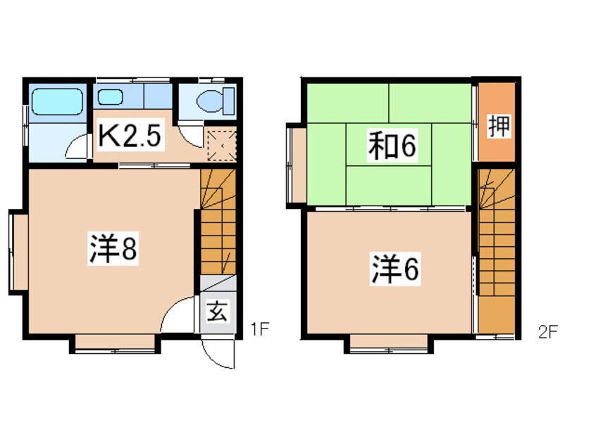 間取図 岩交バス（盛岡市）/高松四丁目 徒歩9分 1-2階 築30年