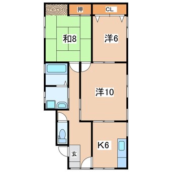 間取図 東北本線/盛岡駅 バス19分工学部東口下車:停歩8分 1階 築43年