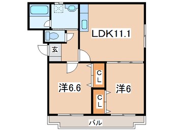 間取図 東北本線/仙北町駅 徒歩10分 1階 築24年