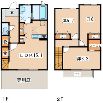 間取図 岩交バス（盛岡市）/洞清水団地前 徒歩1分 1-2階 築14年