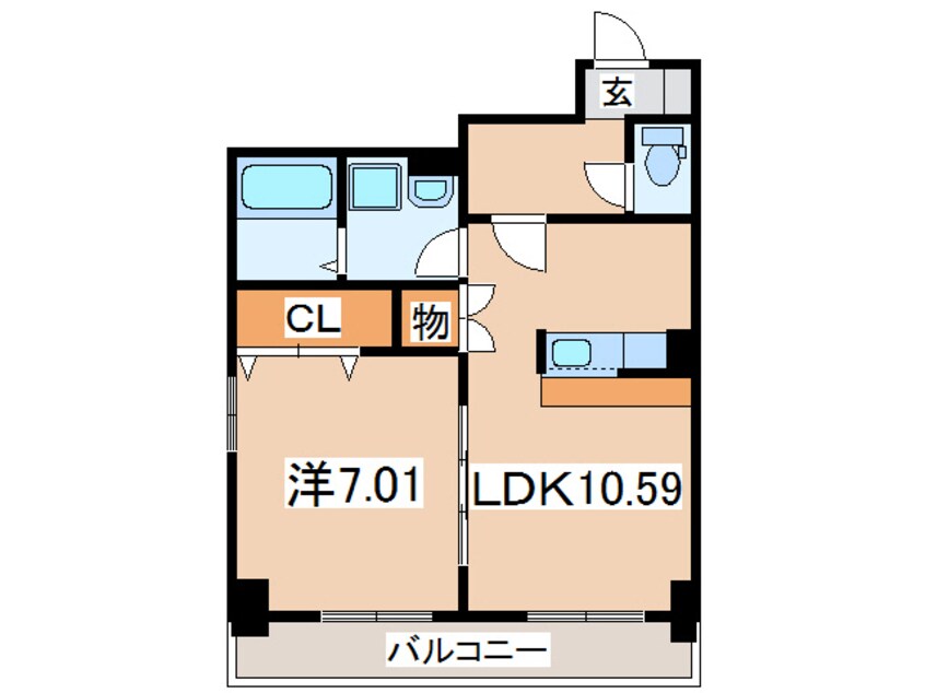 間取図 東北本線/仙北町駅 徒歩27分 2階 築20年