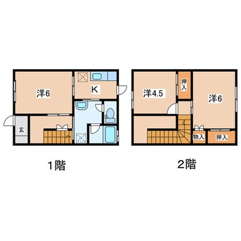 間取図 ＩＧＲいわて銀河鉄道/青山駅 徒歩21分 1-2階 築44年