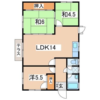 間取図 ＩＧＲいわて銀河鉄道/青山駅 徒歩21分 1階 築44年