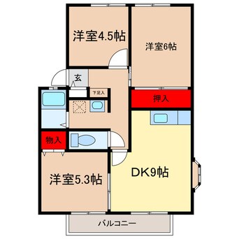 間取図 サンガーデンオヤマＡ