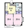 サンティア美輝 2DKの間取り