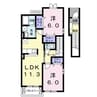 グランデ・フォレスタD 2LDKの間取り