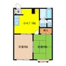 グランメゾン宝石E棟 2DKの間取り