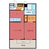 パークハイム陽東 1LDKの間取り