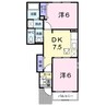 フラジオレット 2DKの間取り