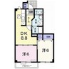 サンシャトーⅠ 2DKの間取り