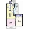 サンシャトーⅠ 2DKの間取り