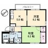 フローラB 2DKの間取り