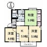 ニューヒルズB 3DKの間取り