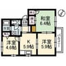 ノスタルジーハイツB 3DKの間取り
