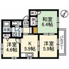 ノスタルジーハイツB 3DKの間取り
