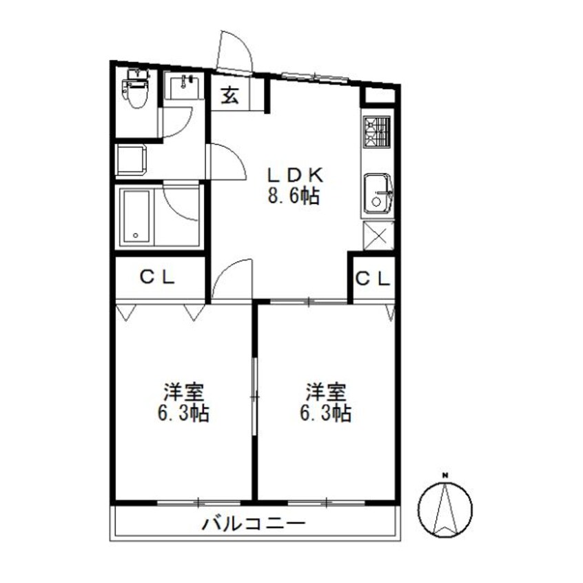 間取図 コーポカトレヤⅡ