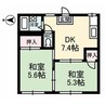 フォーブルK 2DKの間取り