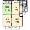 フレスコK　B棟 3DKの間取り