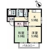 エバーコンフォートＤ棟 2DKの間取り