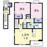 マロンハイツ 2LDKの間取り