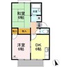 アーバンツインピア2棟 2DKの間取り