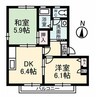 オータムK A棟 2DKの間取り