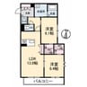 グランフォルス和 2LDKの間取り