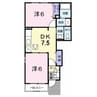 いちごハウスβ 2DKの間取り