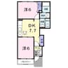 いちごハウスβ 2DKの間取り