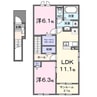 セレッソ・バージェB 2LDKの間取り