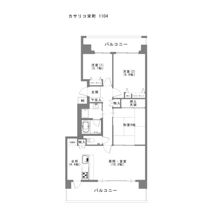 間取図 カサ・リコ栄町1104