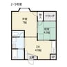 コーポYAHATA 2DKの間取り